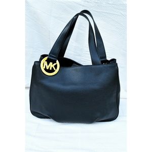 NEW RARE Michael Kors Fulton EW Tote Black & Gold